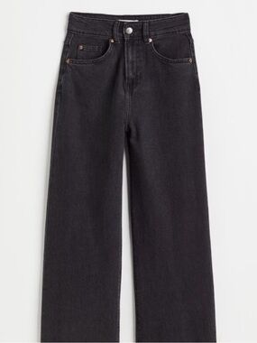 H&M Wide Leg Black Denim Pant Size 12